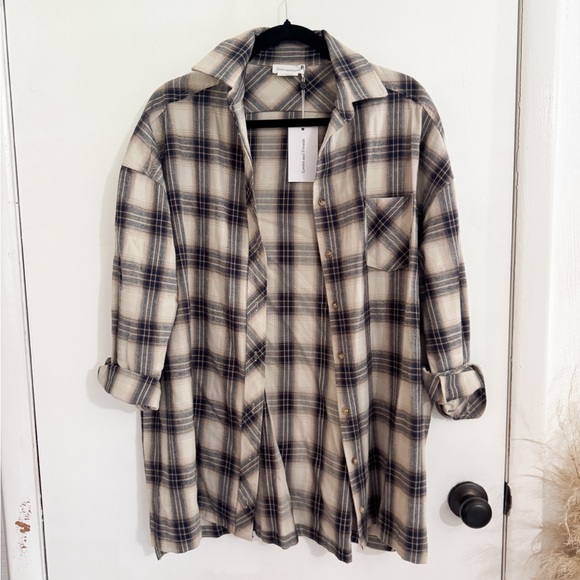 NWT revolve lovers & friends GELA OVERSIZED plaid flannel - Picture 3 of 5